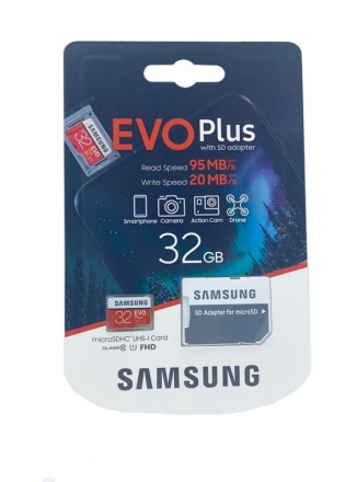 Samsung   microSDHC EVO Plus 95MB/s + SD adapter 32 GB, : 95 MB/s, : 20 MB/s,   SD