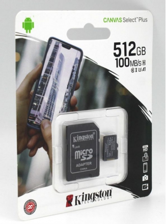 Kingston   microSDXC Plus UHS-I (U3) 512 GB, : 100 MB/s, : 85 MB/s,   SD