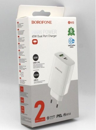 Borofone    1 USB, Type-C  , PD 65W QC3.0 