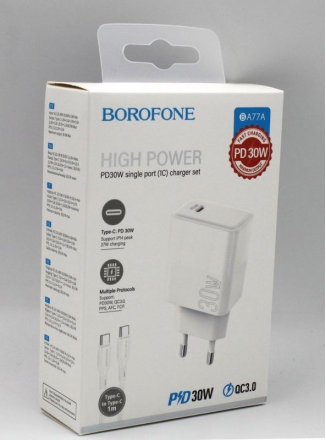 Borofone    Type-C  PD 30W QC3.0 +  Type-C 