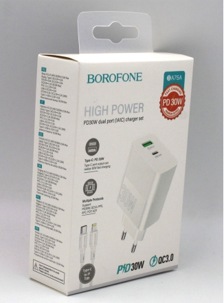 Borofone    Type-C  BA75A , +  8-pin PD 30W QC3.0 