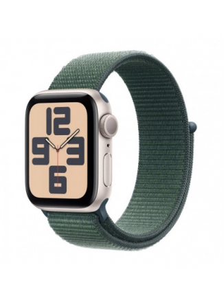 Apple Watch SE 2024 GPS 40  Starlight Aluminium Case with Sport Loop (MXEH3), lake green