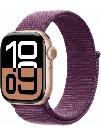 Apple Watch Series 10 GPS + Cellular 42 �� Rose Gold Aluminium Case with Sport Loop (MWXC3), plum