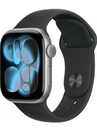 Apple Watch Series 11 GPS+ Cellular 46 �� Grey Aluminium Case with Sport Band (MFC94) S/M, black