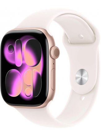 Apple Watch Series 11 GPS 46 �� Rose Gold Aluminium Case with Sport Band (MEV64) S/M, light blush