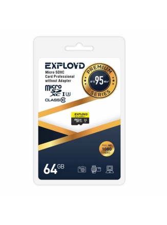 Exployd ����� ������ microSDXC 64Gb Exployd, Premium, Class10, UHS-I U3 95Mb/s, ����� 4K, ������� �������� ������, ��� ��������
