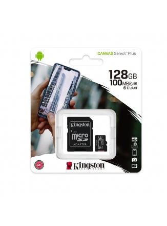Kingston ����� ������ XC 128Gb Kingston, Canvas Select Plus, Class10, UHS-I U1 A1 100Mb/s, ���������� � ��������, ����� Full HD, � ���������