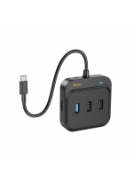 HOCO USB-концентратор HB38, EasyLink, 7 гнезд HDMI, SD, TF, USB3.0, 2хUSB2.0, PD, кабель Type-C, цвет: черный
