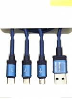 Baseus  Usb 3  1  Apple iPhone-Type-C-Micro USB 1.2 Blue