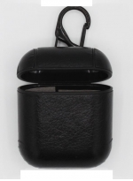 Fashion Силиконовый чехол + карабин для Apple AirPods-AirPods 2 под кожу Black