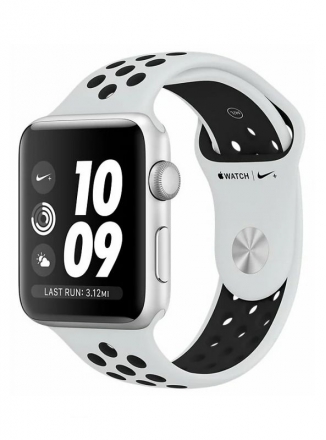 Apple Watch Series 5 GPS MX3V2 44mm Aluminum Case with Nike Sport Band Platinum/Black (-)
