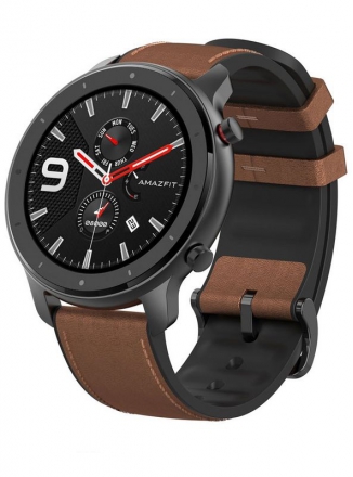 Xiaomi Amazfit GTR 47 aluminium case, leather strap