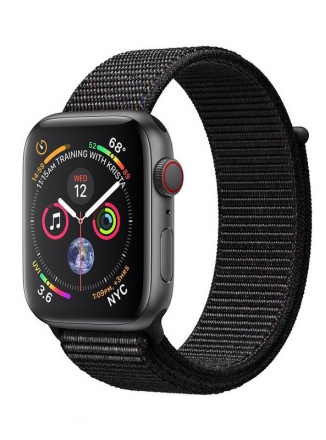 Apple Watch Series 4 GPS 44mm Aluminum Case with Sport Loop Black ()