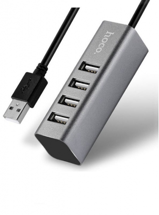 HOCO  USB- (USB HUB) HB1 4- USB - 1 Type-C  Grey 