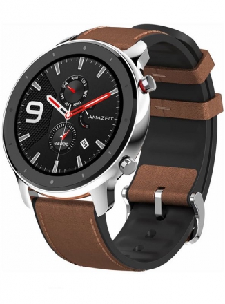 Xiaomi Amazfit GTR 47 stainless steel case, leather strap