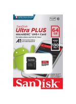 SanDisk Карта памяти Ultra microSDXC Class 10 UHS-I 100MB/s 64 GB, чтение: 100 MB/s, запись: 10 MB/s