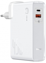 Baseus Портативный аккумулятор GaN Charger C+U, 10000 mAh (PPNLD-C01/PPNLD-C02), белый