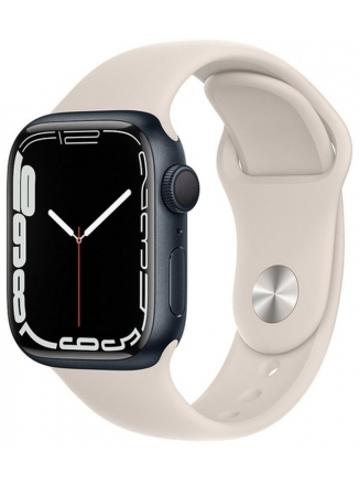 Apple Watch Series 7 GPS 41 мм Aluminium Case with Sport Band (MKND3), темная ночь/сияющая звезда 