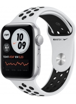 Apple Watch SE GPS 44mm Aluminum Case with Nike Sport Band (MKRW3) серебристый/чистая платина/черный 
