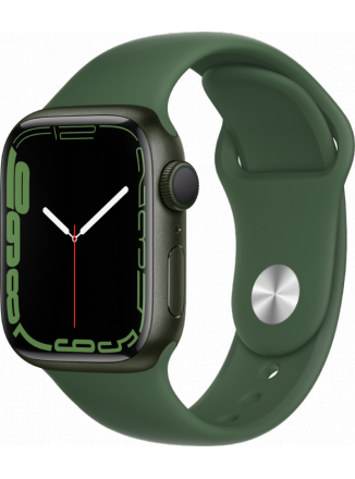 Apple Watch Series 7 GPS 41mm Aluminium Case with Sport Band (MKN03), зеленый клевер