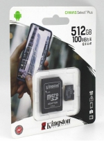 Kingston Карта памяти microSDXC Plus UHS-I (U3) 512 GB, чтение: 100 MB/s, запись: 85 MB/s, адаптер на SD