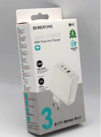 Borofone    2- Type-C  PD 100W QC3.0 